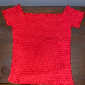 Hollister red smocked crop top. Like new. Size small.